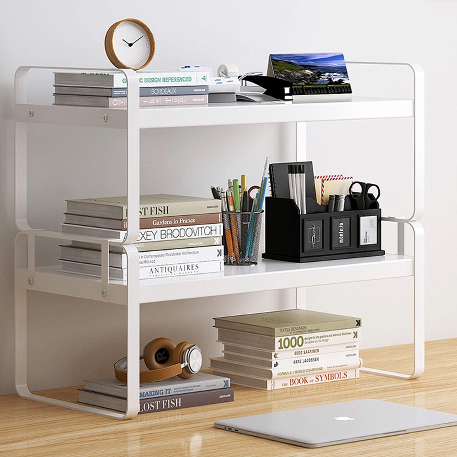 3 Foldable Desk Shelf, Desk Organizer, Small Bookshelf for