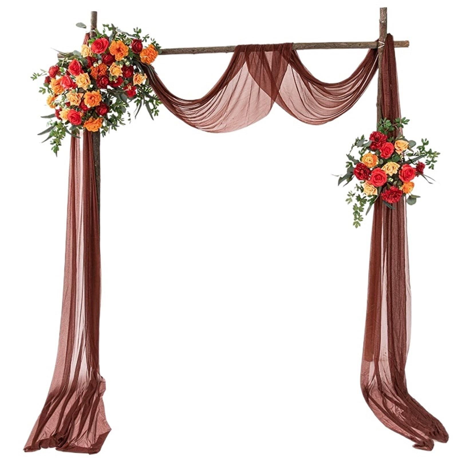 HIFRQVVC Wedding Curtains Decorations, Wedding Arch Drape Chiffon Curtain Stage Backdrop Multicolor 75x300cm 75x600cm(Wine Red,75x300cm)