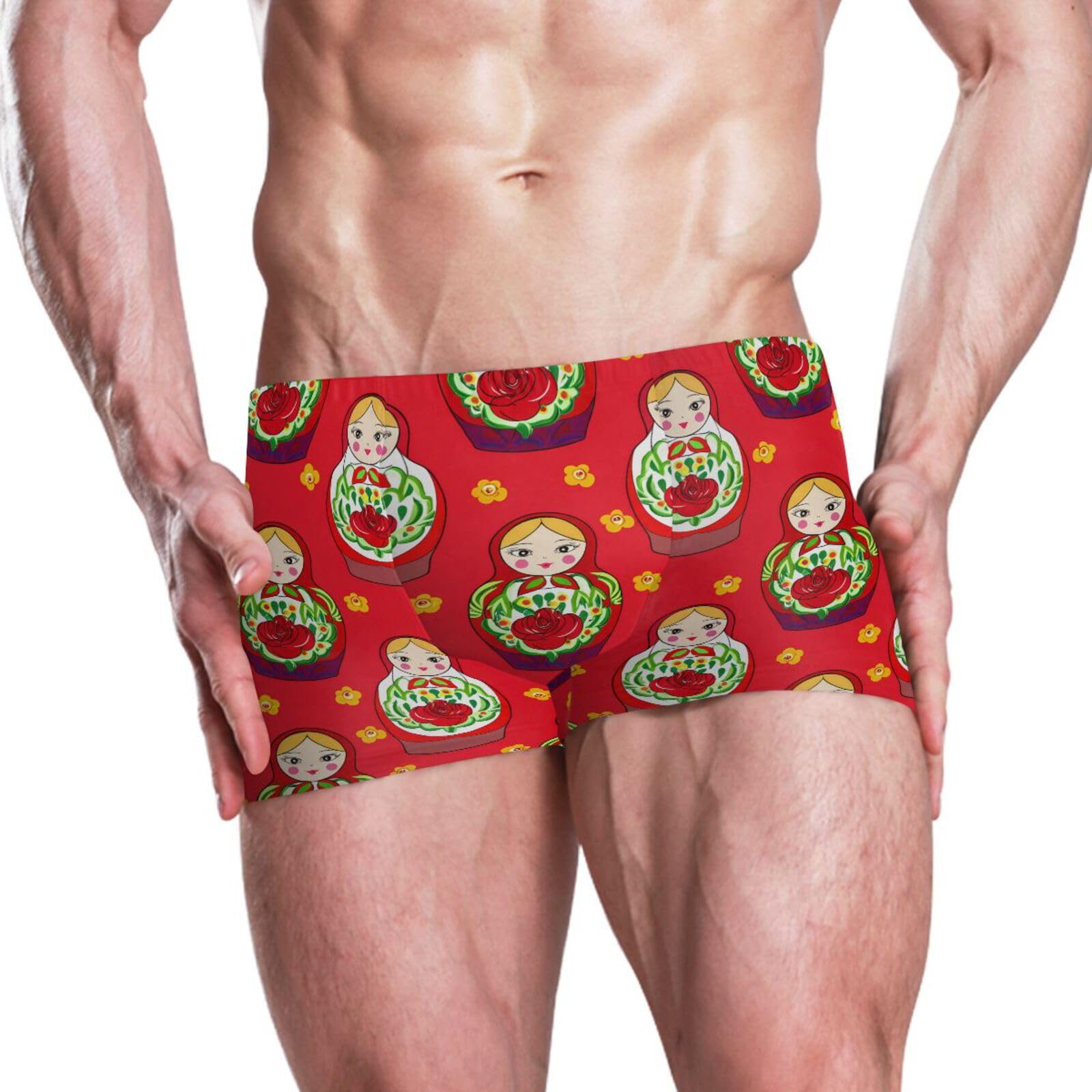 UMIRIKO Men's Swim Briefs Russian Nesting Dolls Flowers Swimsuit Swimwear Swim Trunk Square Leg for Men 3XL 202c1368