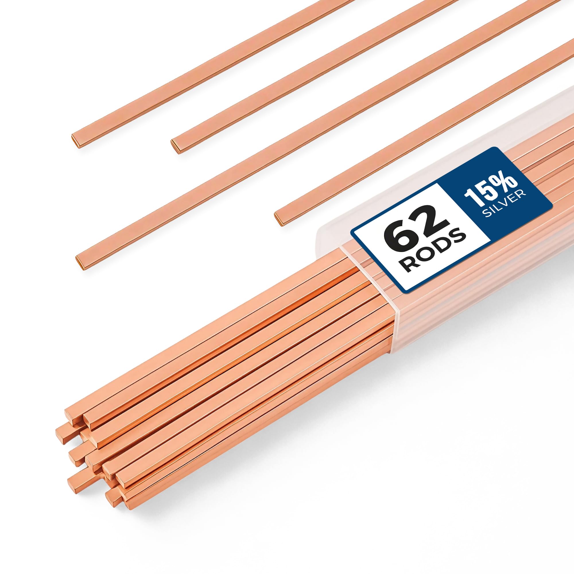 Varillas de soldadura AWS BCup-5 15% de plata Phos, aleaciones de soldadura de cobre, varillas de soldadura planas, industria, 0.050 x 1/8 x 10 pulgadas para aire acondicionado, refrigerador