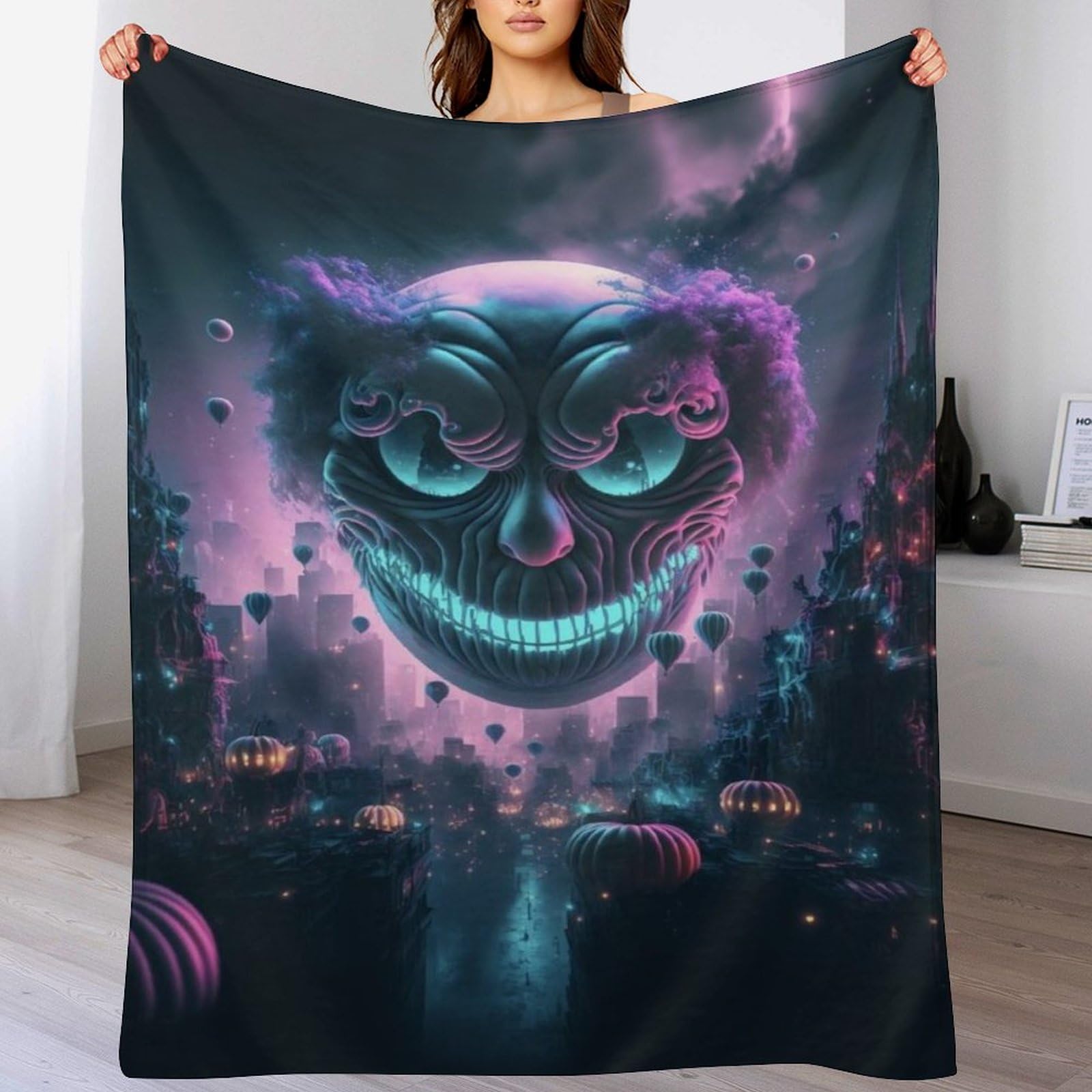 Couverture Purple Clown, plaid imprimé en flannel douce et chaude