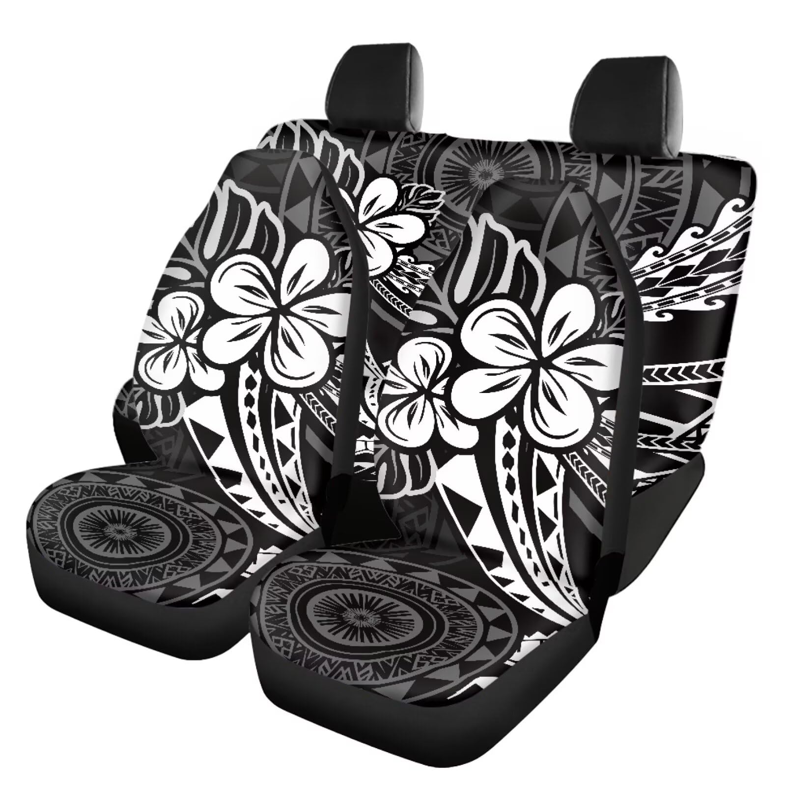 JOAIFO Hawaii Hibiscus Seat Covers for SUV Sedans Trucks Van, 4 Pack Front and Rear Split Bench for Cars, Easy to Install Cover Set