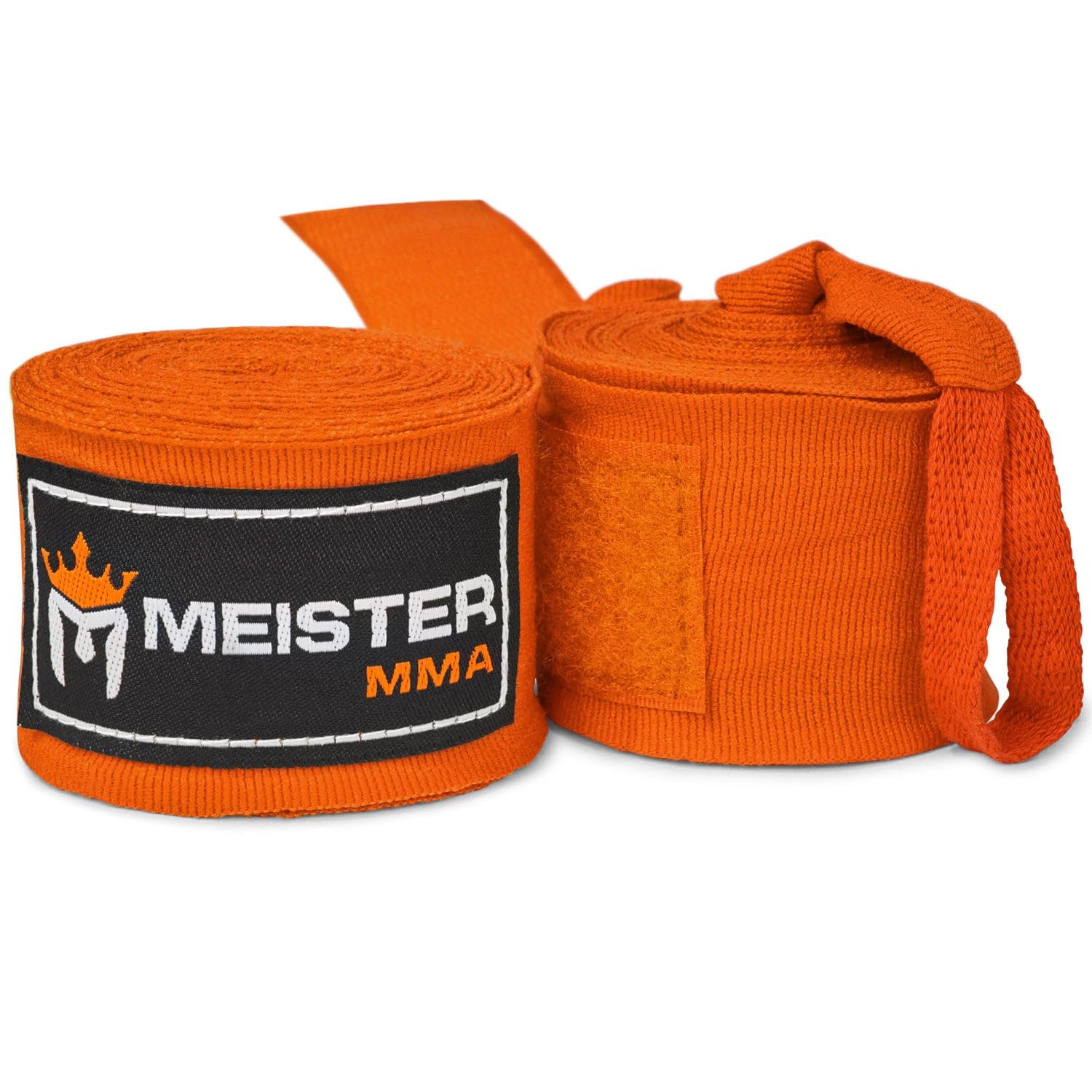 Meister Adult 180" Semi-Elastic Hand Wraps for MMA & Boxing (Pair) - Orange