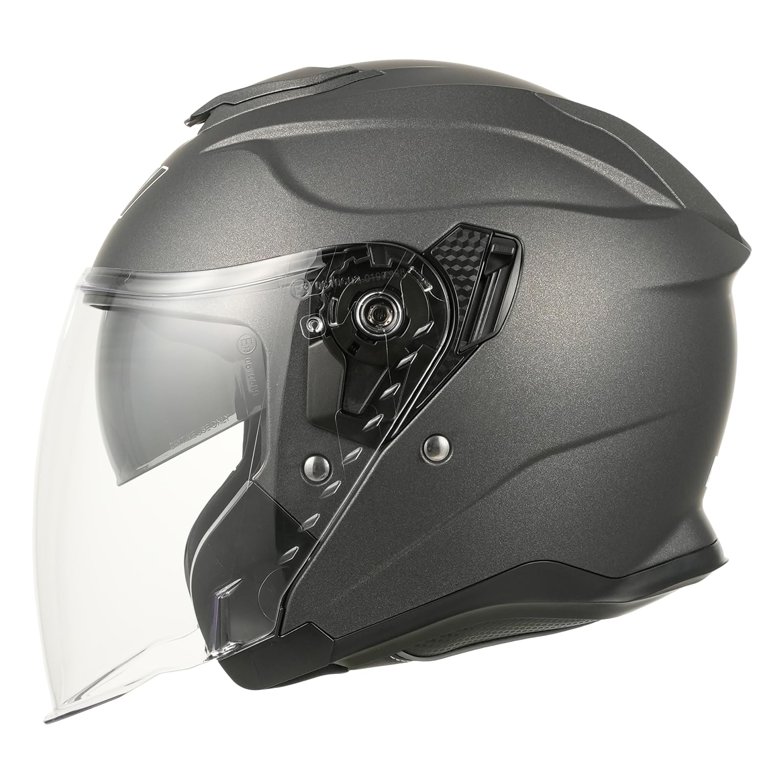 MY Casco Moto Jet Scooter 835, Omologato ECE 22.06 con Doppia Visiera per Uomo e Donna (Titanio opaco, XS)