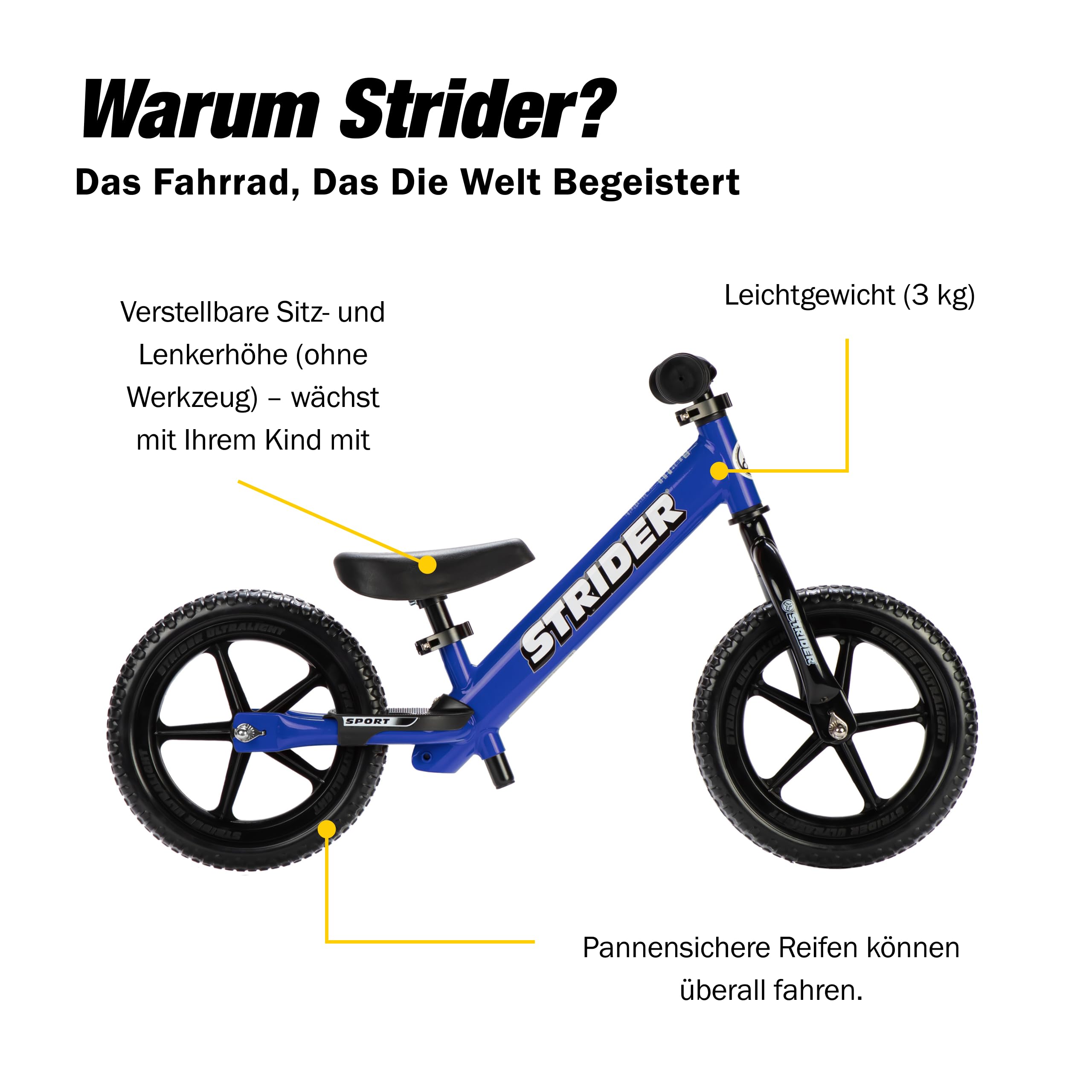 Strider - 12 Sport Balance Bike, von 18 Monaten bis zu 5 Jahren