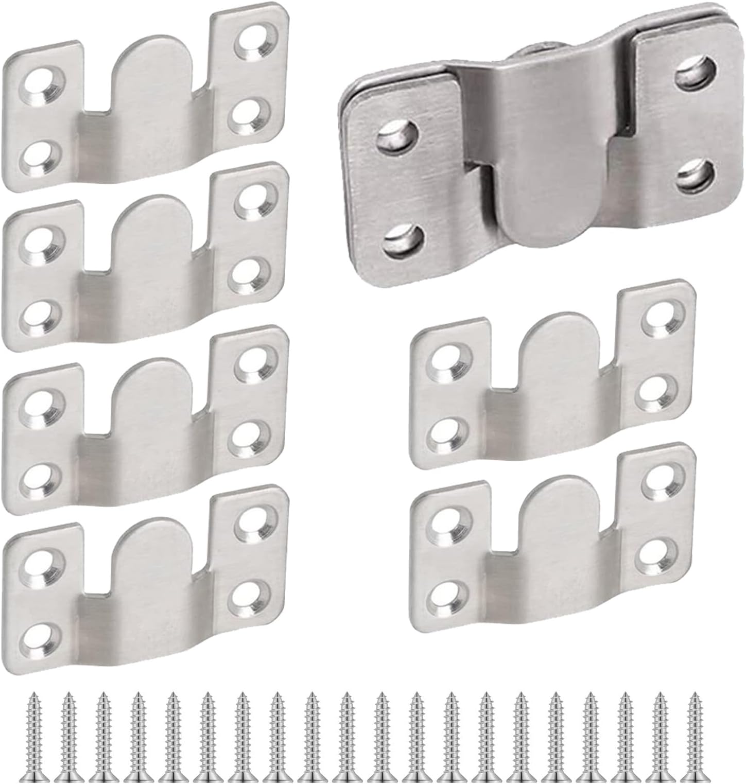 4 Pairs Flush Mount Bracket,Interlocking Furniture Connector,Stainless Steel Heavy Duty Photo Frame Hook Picture Hanger for Large Picture Display Art Gallery Wall Mount Hardware (Large-4 Pairs)