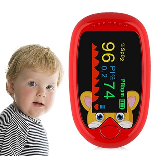 Oxímetro de pulso para niños (de 2 a 12 años) recargable para niños, monitor de oxígeno y corazón, medidor de oxígeno en sangre en la punta de los