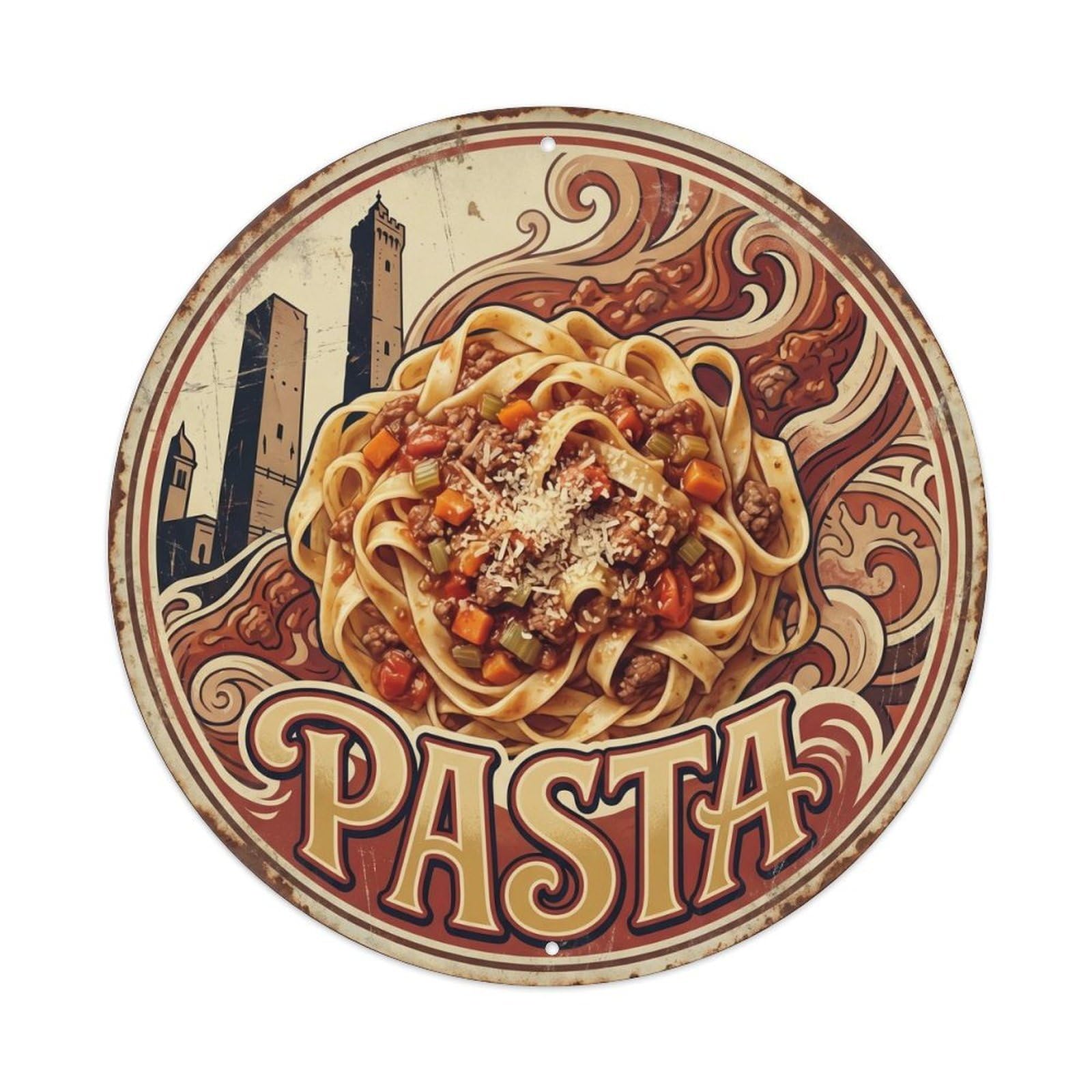 Pasta Kitchen Italian Mediterranean Vintage Travel Metal Tin Sign