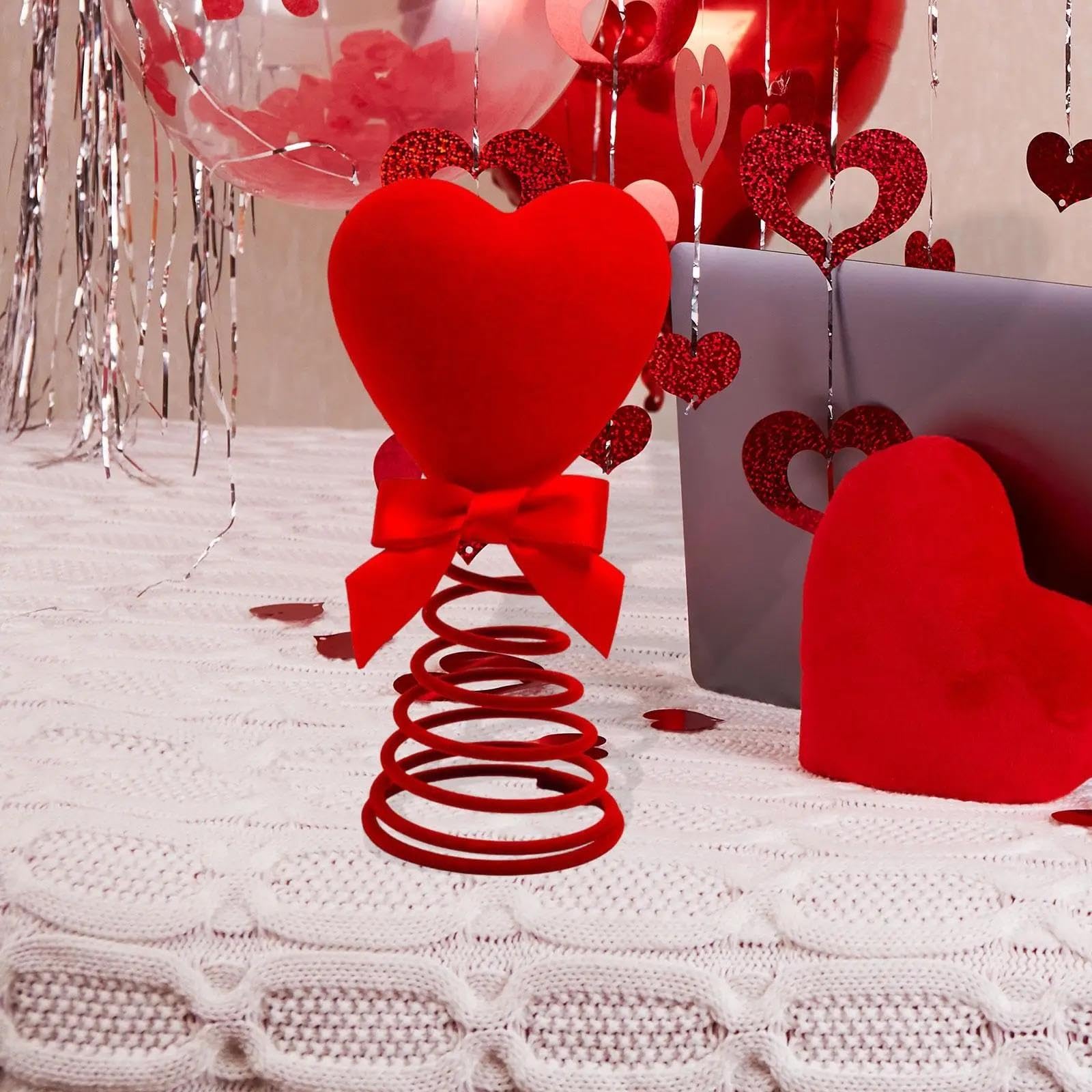 Punta de árbol de Navidad Adorno de árbol San Valentín con corazón Rojo