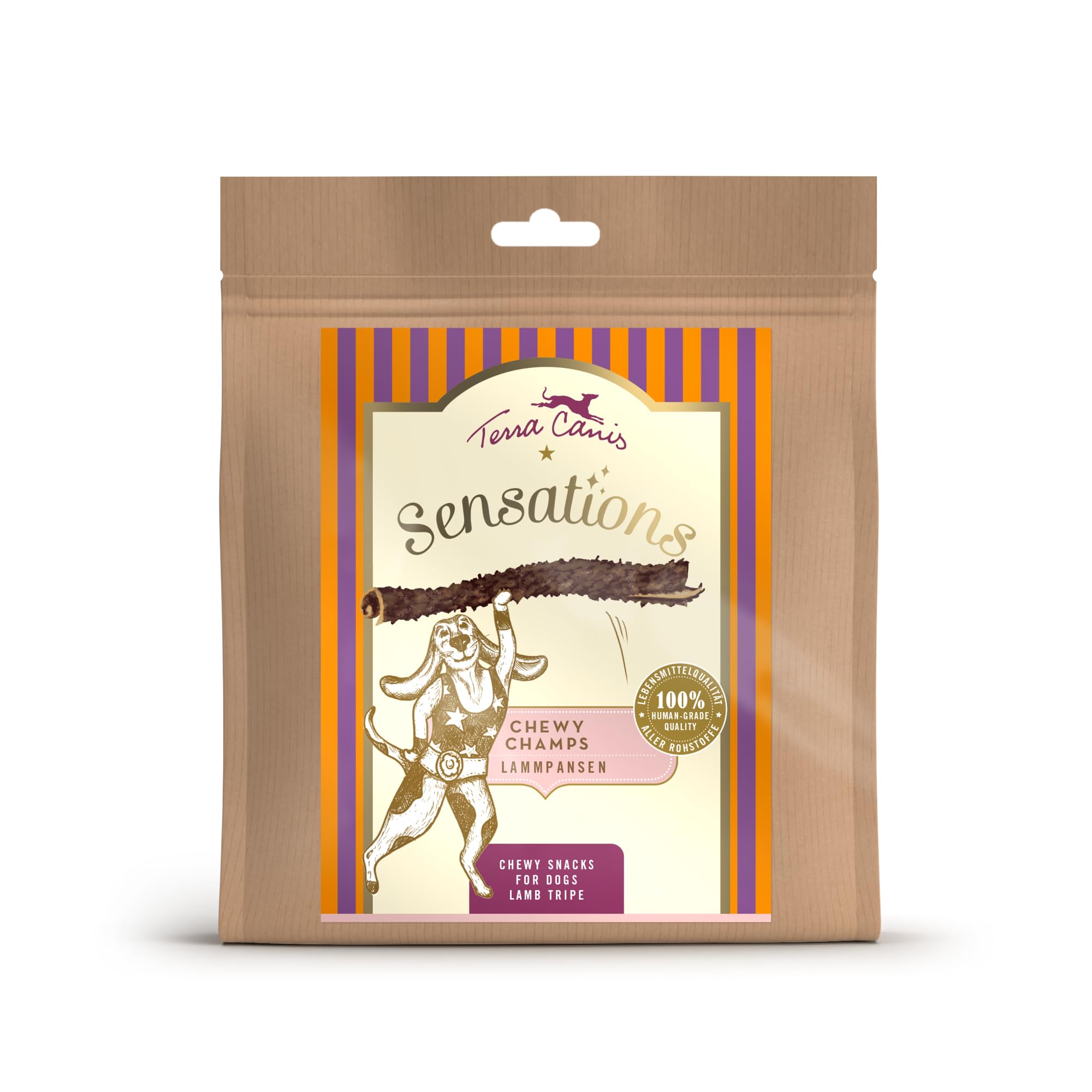 Terra Canis Sensations Chewy Champs - rumine di agnello 150g I Masticatori naturali, essiccati I Attività di masticazione | Alimento complementare per cani