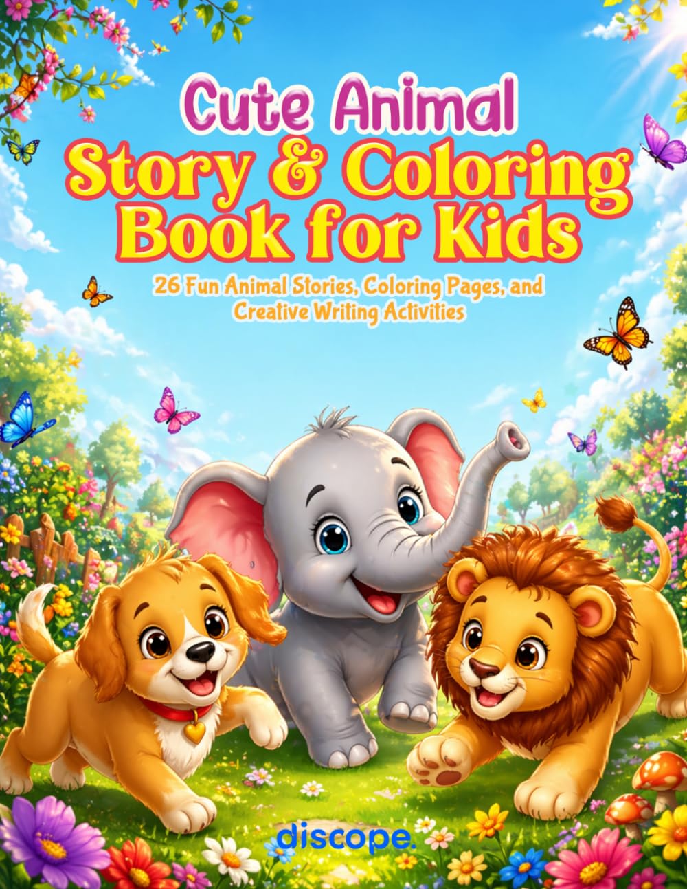 Cute Animals: Story & Coloring Book for Kids: 26 Fun Animal Stories, Coloring Pages, and Creative Writing Activities for Toddlers and Kids Ages 3-8