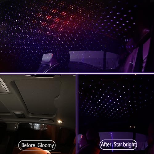 Miniatura 2 de Hortsun Paquete de 2 proyectores USB de estrella, luz nocturna, proyector romántico ajustable, luces de techo para interior de automóvil, lámpara