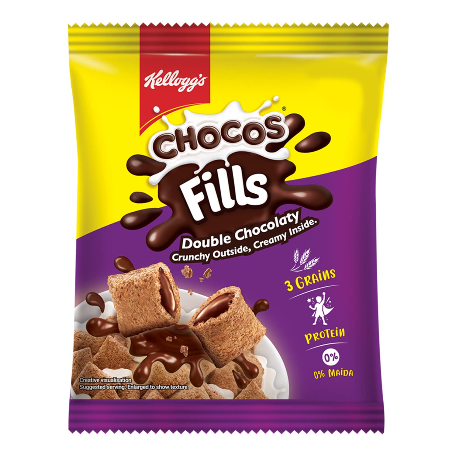 Kellogg's Chocos Fills 17g (Pack of 16) | Double Chocolaty, Anytime Snack | 3 Grains: Oats, Wheat & Rice, Protein & Vitamin Rich, 0% Maida | Multigrain Goodness | 272g