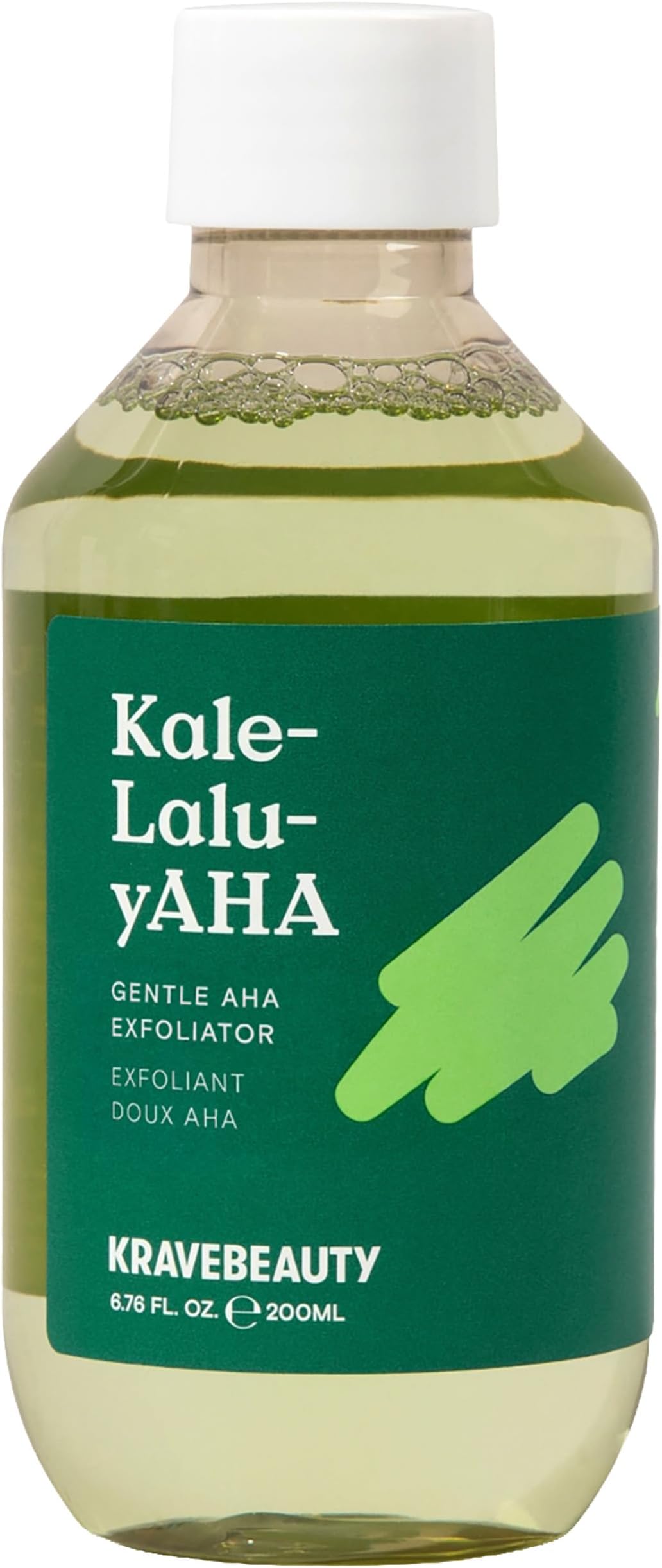 Kale-Lalu-yAHA Exfoliating Toner, Smooths Texture, Evens Skin Tone, and Unclogs Pores, Gentle AHA Liquid Exfoliant with Glycolic Acid & Kale Extract, Fragrance Free, 200 mL