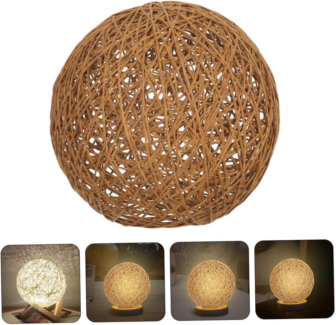 Gadpiparty Rattan Weaving Shape Light Cover Elegant Woven Ceiling Lamp Shade for Cozy Atmosphere Diameter Natural Material for Home