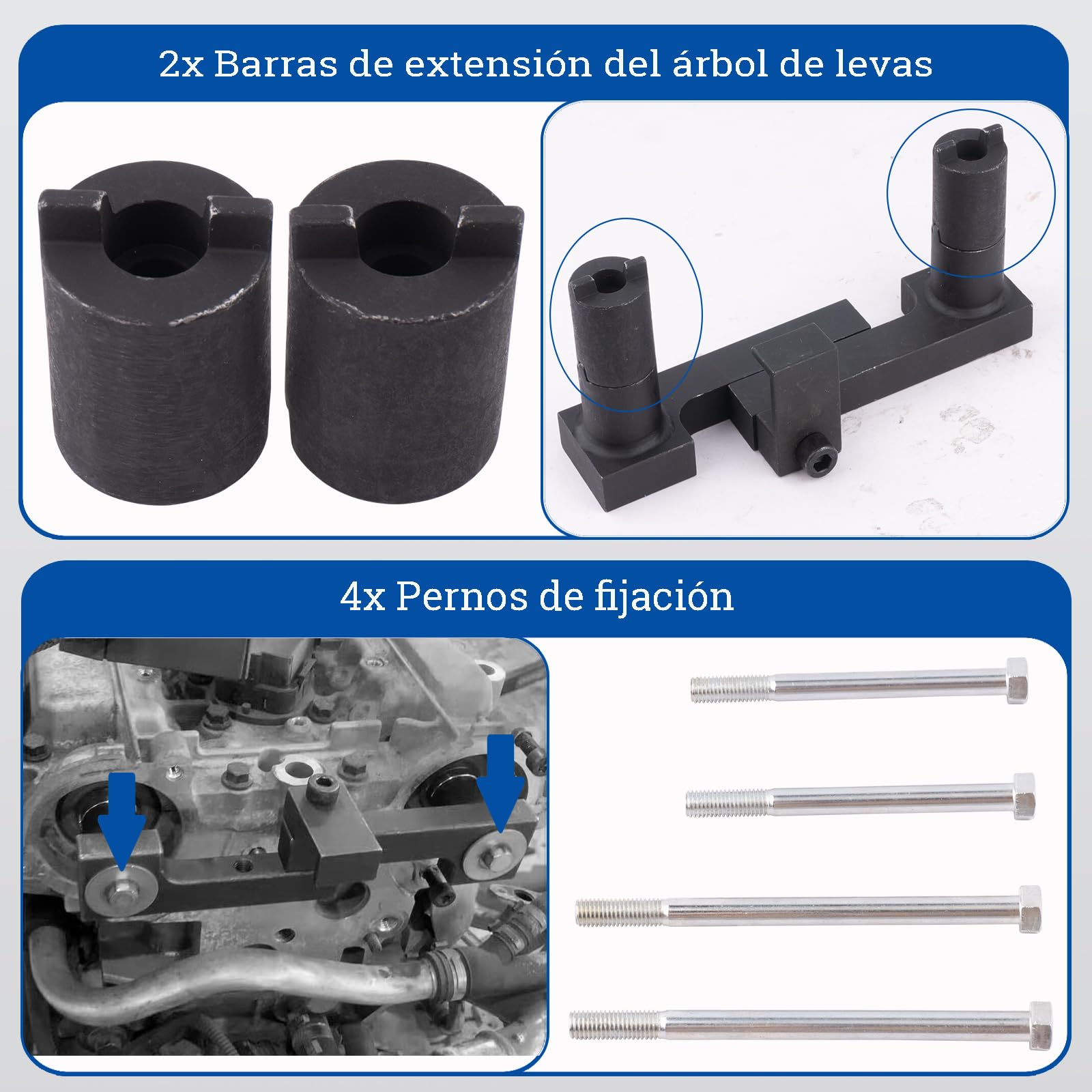 9995451 9995452 Kit de Herramientas de Fijación y Reglaje del Árbol de Levas Compatible con Volvo 4/5/6 Cilindros para 850, S60, V70, XC90 y más