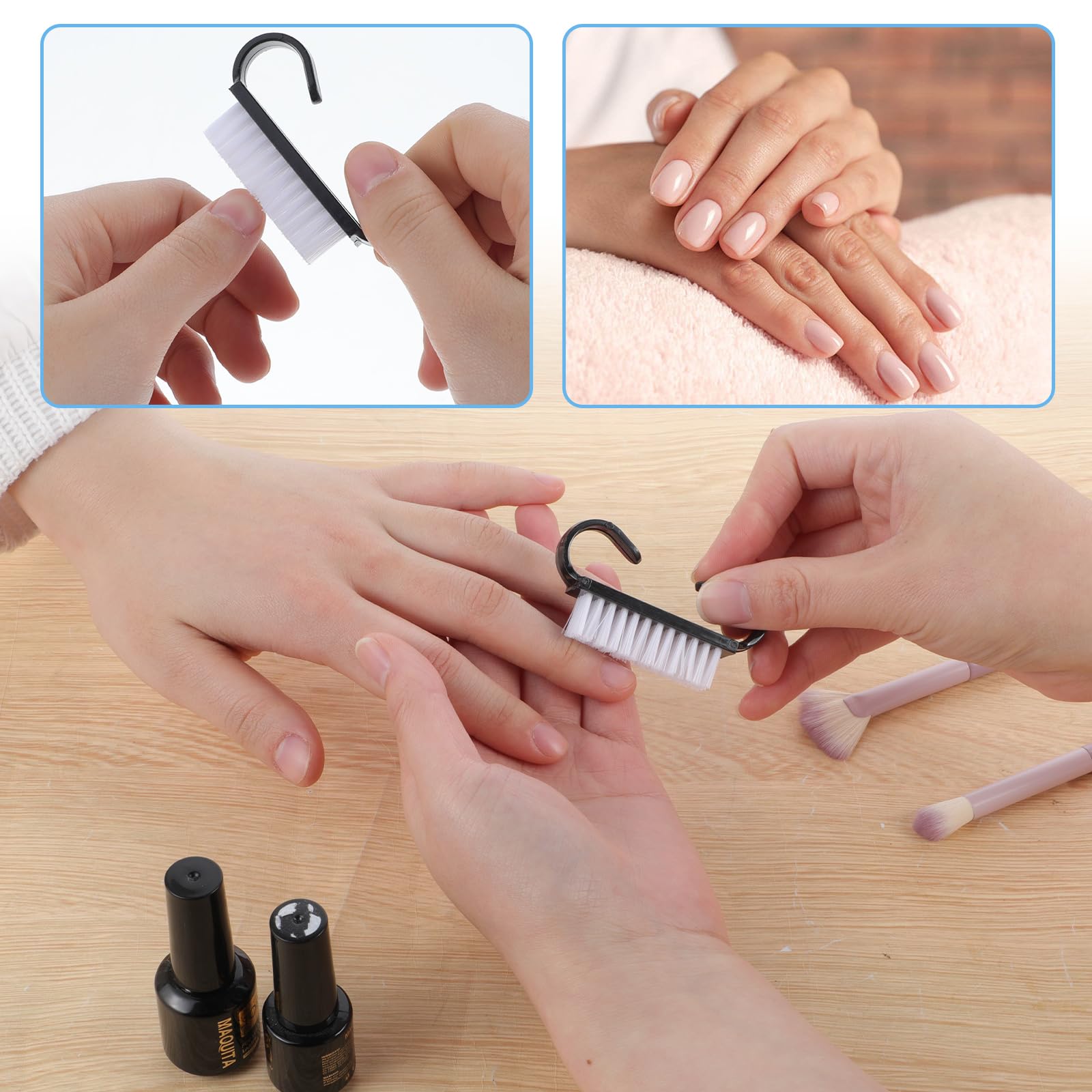 Lot de 20 brosses à ongles avec poignée - Noir - Mini brosse à ongles avec poignée - Pour manucure, exfoliant et nettoyage des ongles