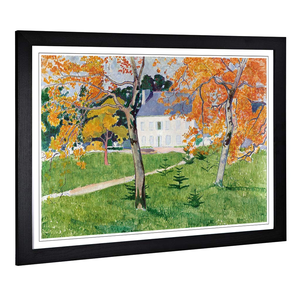 Big Box Art Framed Print of Emile Bernard House Among The Trees Design | Wall Art Picture | Home Decor for Kitchen, Living Room, Bedroom, Hallway, Black, A2 / 24.5x18 Inch / 62x45cm