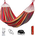 550lbs Tissu de toile durable pour hamac de camping 9ft Hamac avec deux barres anti-rouleau et des paillettes d'arbre pour arrière-cour, Voyage,Porche,Plage,Emballage arrière
