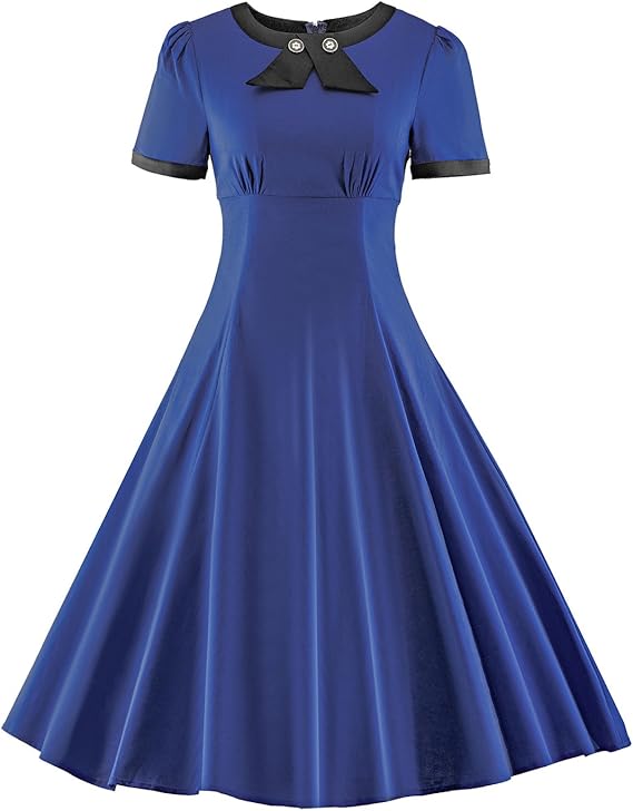 Amazon Hongyuting コットン純色セクシー レトロワンピース ドレス 1950年代欧風 長ワンピース レディースドレス 二次会 結婚式 お呼ばれ 発表会 イブニングドレス 通販