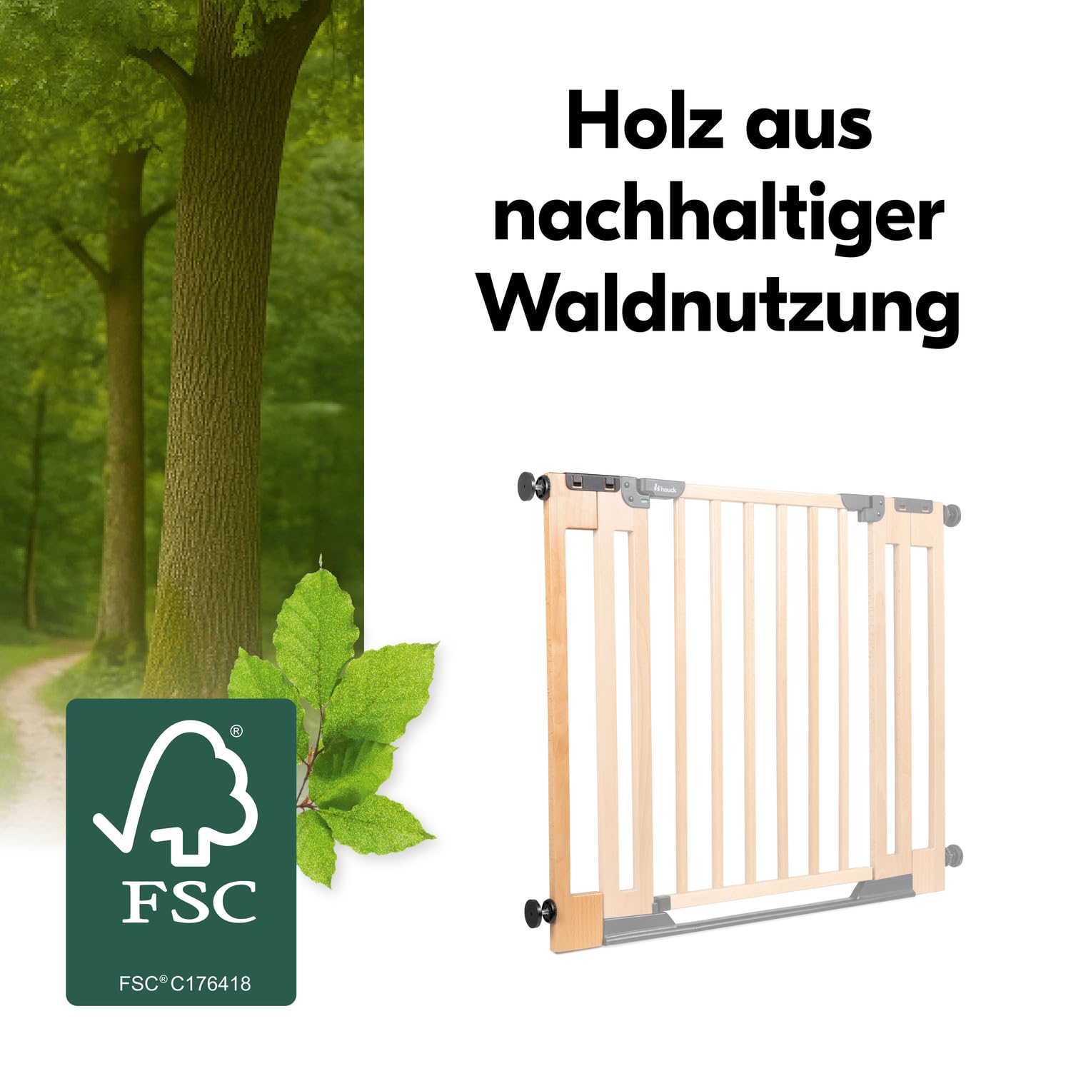 hauck 9 cm Verlängerung nur kompatibel mit Clear Step Easyclose Eco, Buche | Inklusive Verbindungsstifte, maximal 2 Verlängerungen je Gitter möglich - eine pro Seite
