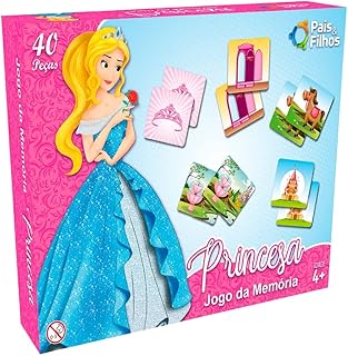 Pais & Filhos Jogo da Memoria Princesas 40 Peças, Rosa