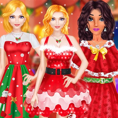 Juegos de vestir navideños para niñas - Juego de salón de maquillaje y cambio de imagen para niñas de Navidad
