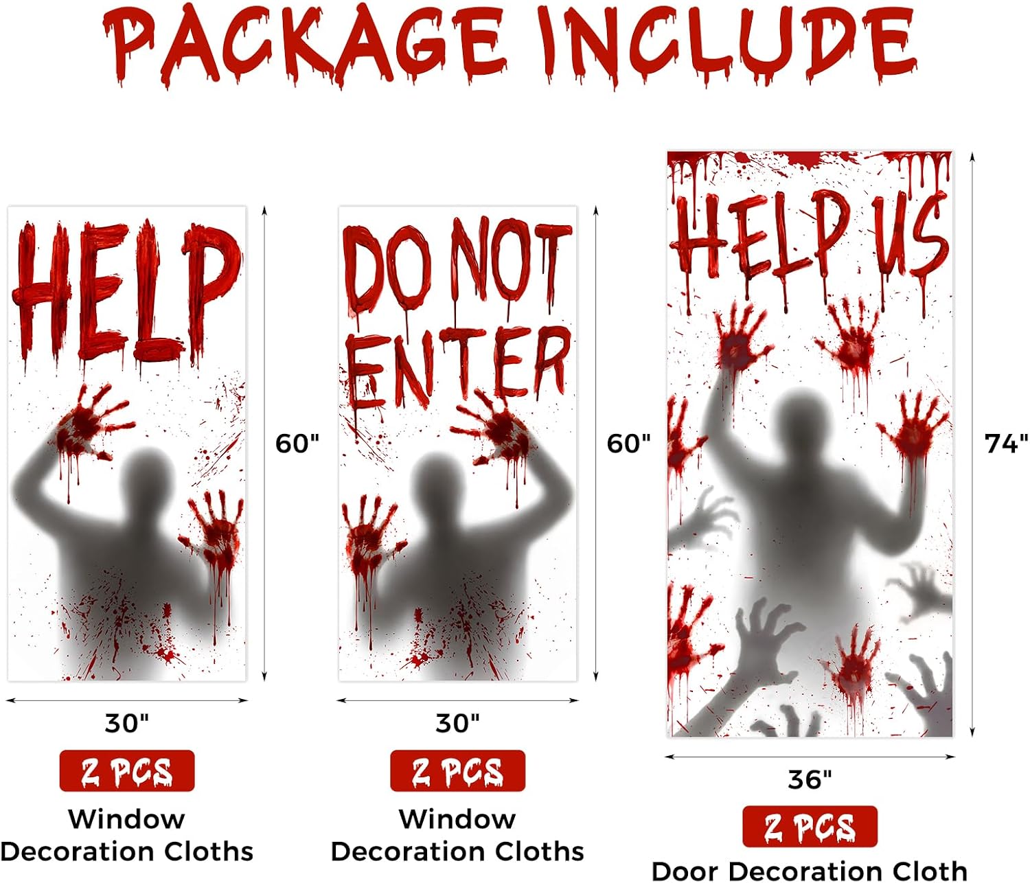 Halloween Decorations Door Cover Halloween Window Decorations 6Pcs Scary Window Clings Poster Bathroom Halloween Decor for Indoor Outdoor Wall Party Decor