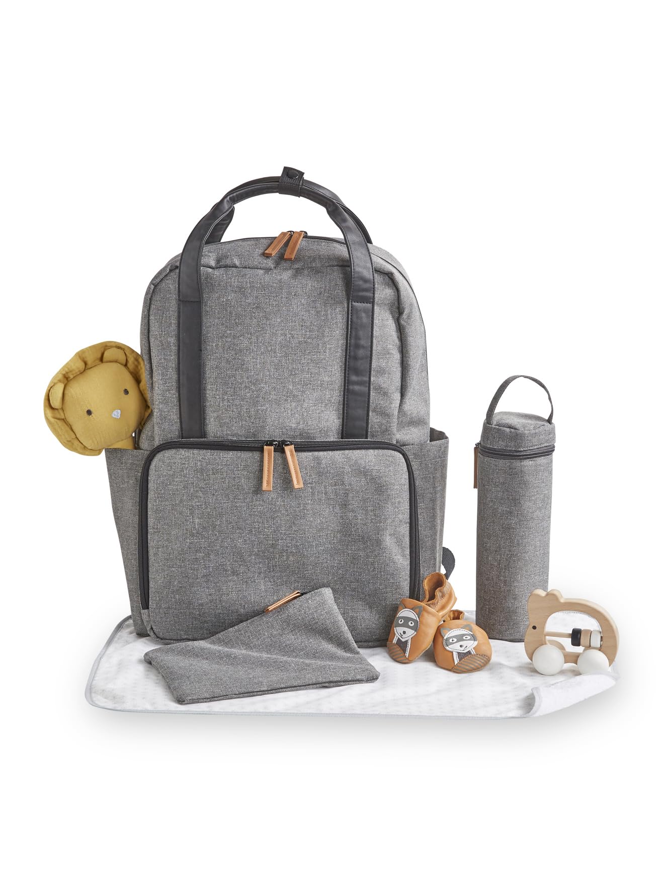 VERTBAUDET Sac à Dos à Langer avec Poches et Accessoires Gris chiné TU
