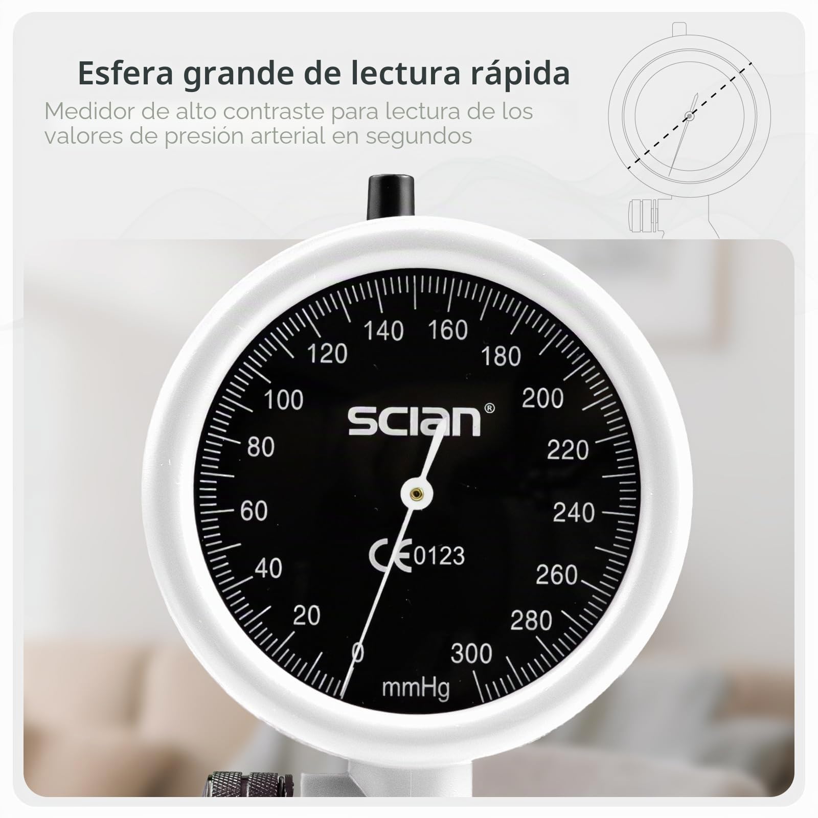 SCIAN Tensiómetro manual de brazo - aneroide Esfigmomanómetros de mano, incluye bolsa de transporte para enfermeras, médicos y personas mayores (blanco)