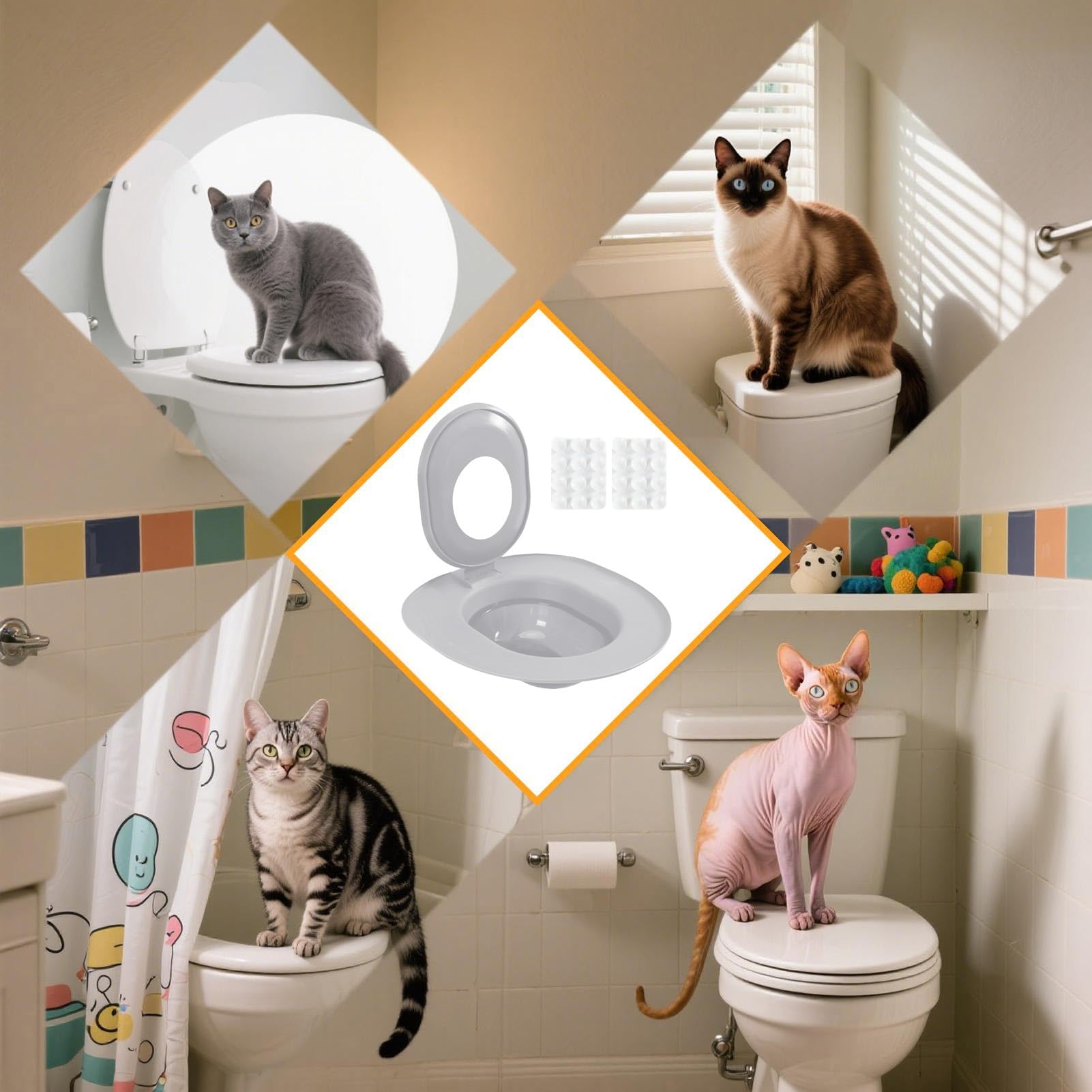 Generico Kit addestramento WC per gatti | rimovibile per urinaio - Addestratore per Gabinetto e Lettiera,per uso in Seminterrato, Negozio di Animali, Interno, Casa, Appartamento, Bagno