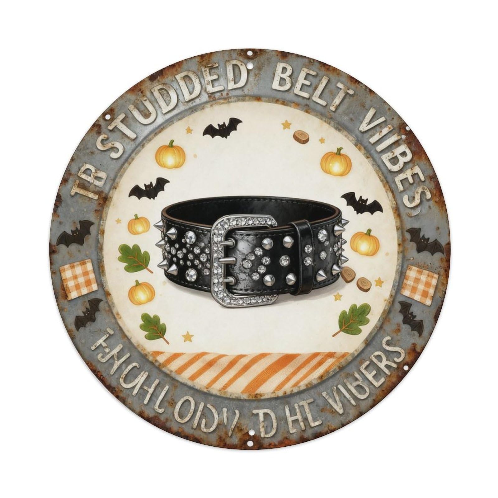 Studded Belt Vibes Metal Tin Sign Plaque