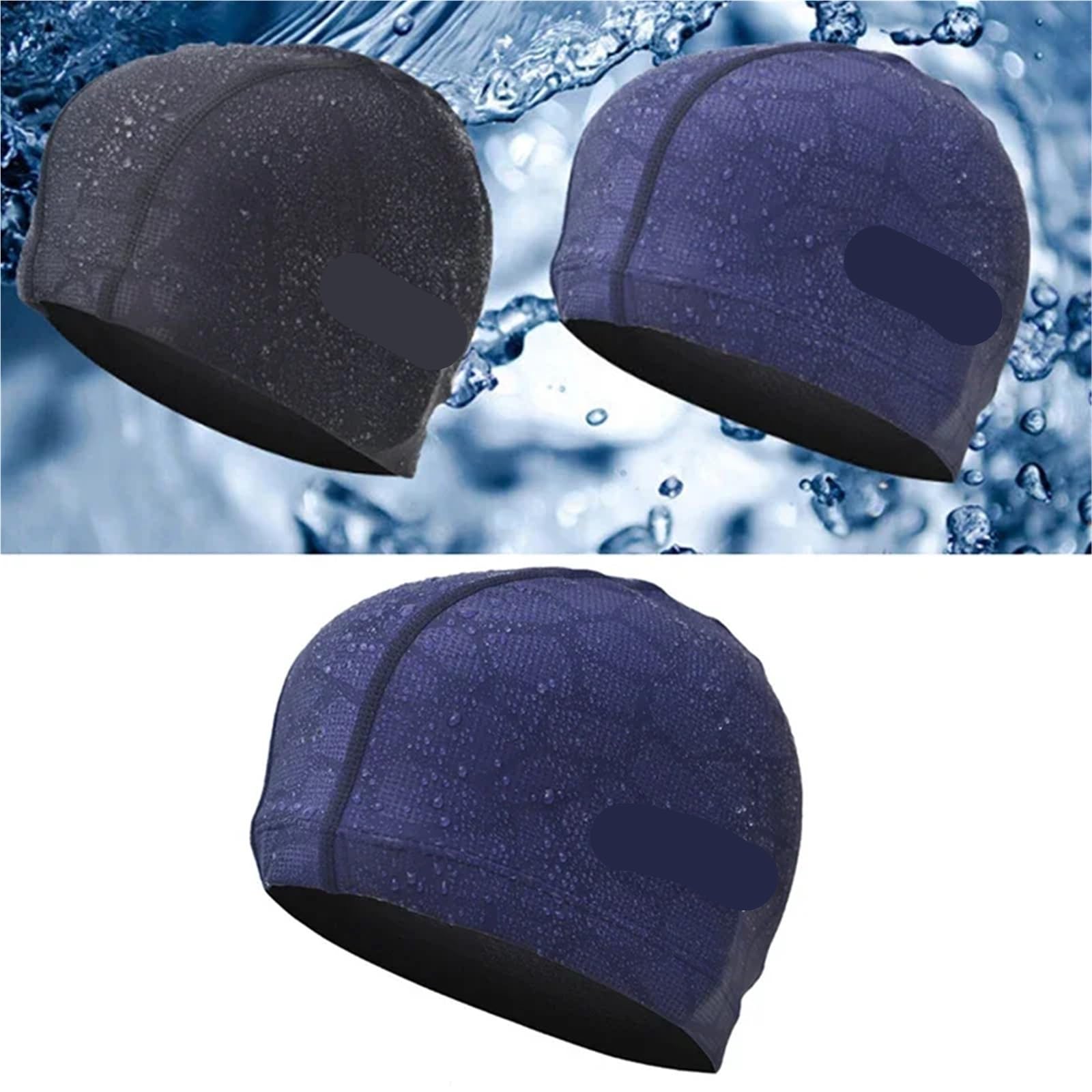 Gorro Natacion 2 uds Tela elástica Impermeable Protege Las Orejas Pelo Largo Deportes natación Piscina Sombrero Gorro de natación for Hombres y Mujeres Adultos