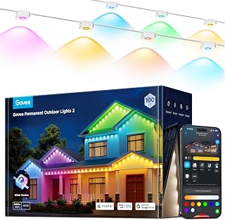 Govee Permanent Outdoor Lights 2: 150ft RGBIC Smart String Lights, 108 LEDs, IP67 Waterproof, 100 Scenes, Alexa/Google Compatible