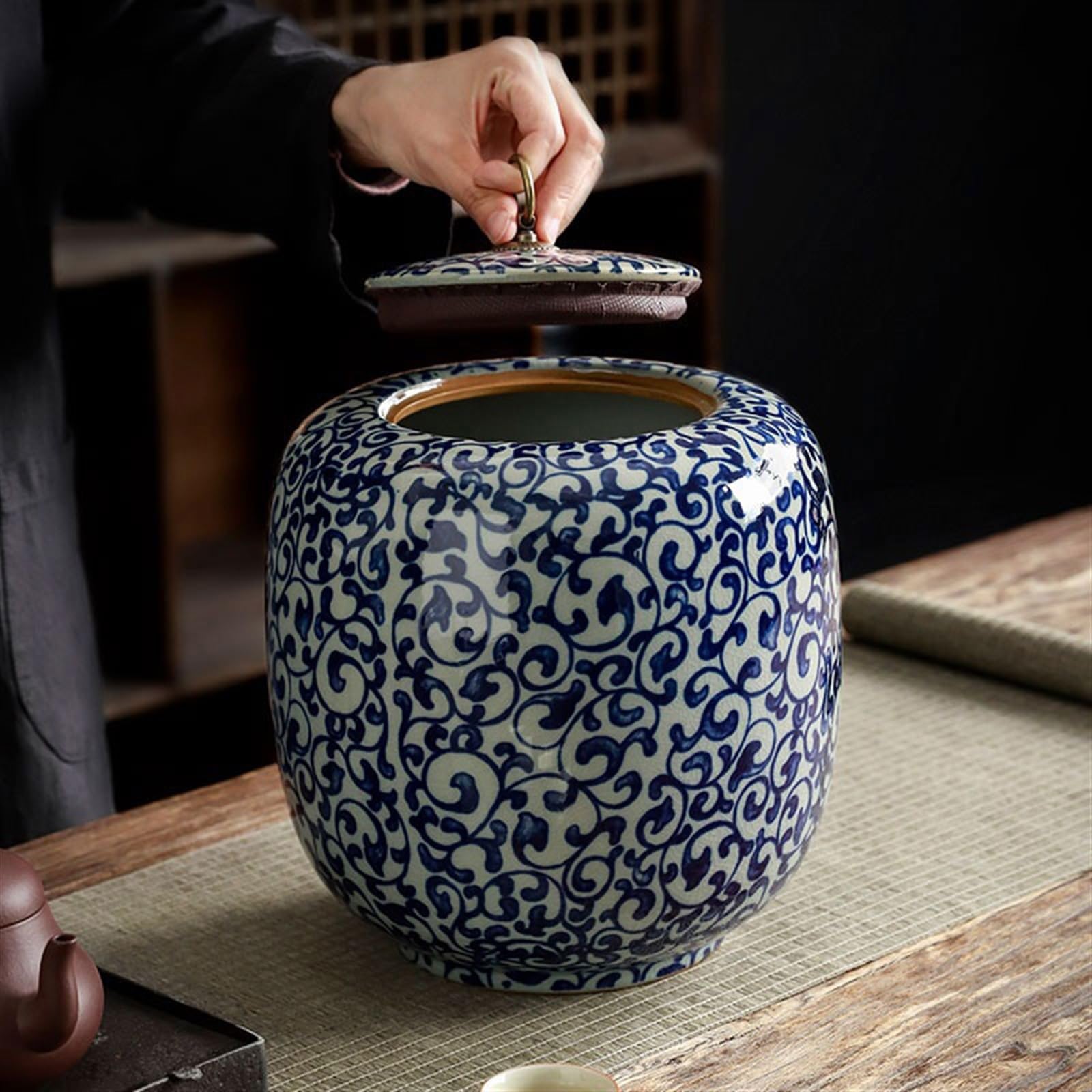 dzbanek na herbatę chiński pojemnik na herbatę ceramiczny garnek uszczelniający gospodarstwo domowe duże przechowywanie magazyn herbaty retro luźny liść herbata uniwersalny garnek ceramiczny
