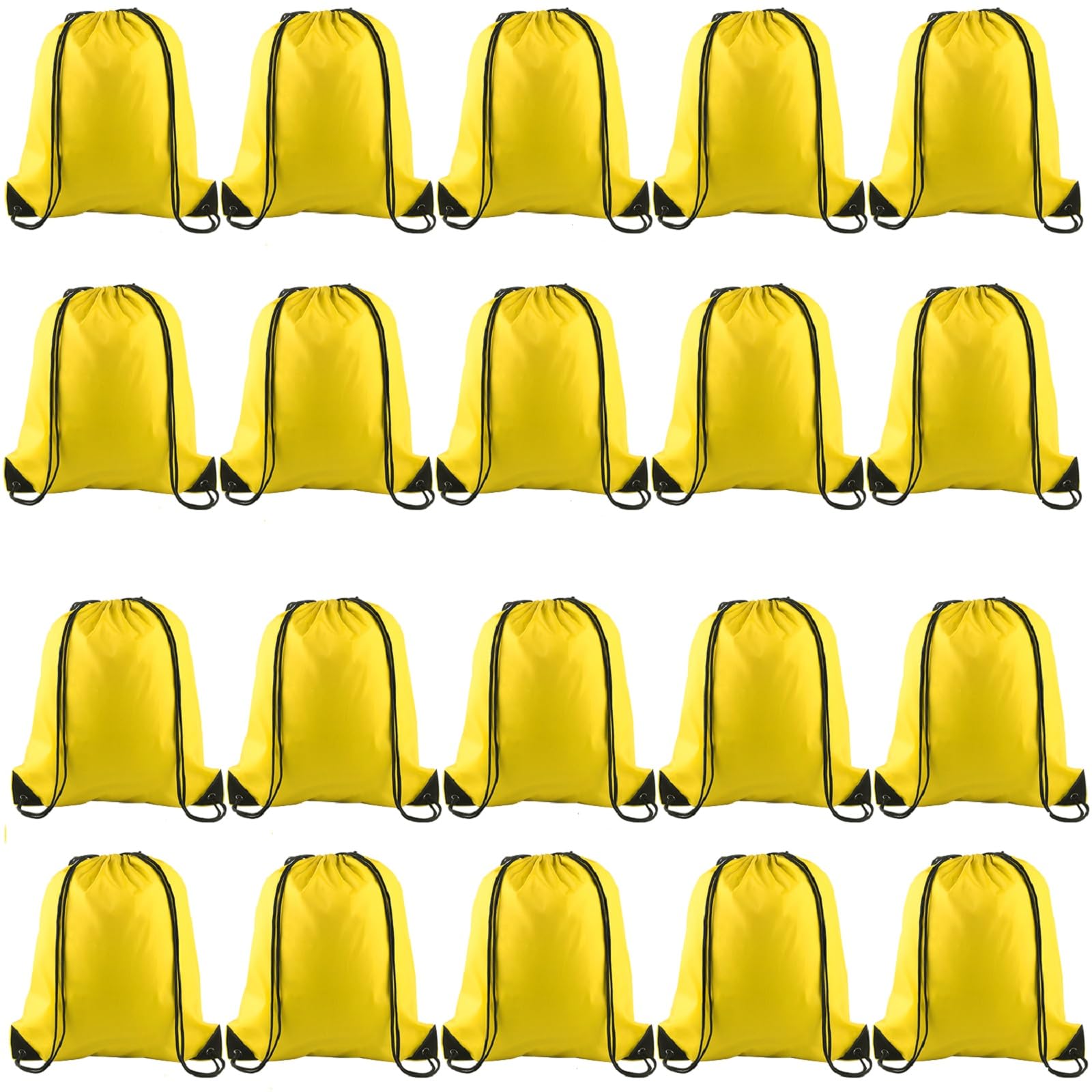 KUUQA 20 Pcs Drawstring Backpack String Sport Bag Sack Cinch Gym Backpack Bulk for School Gym Sport Traveling, Yellow, 15.7”*13.4”, Modern Urban
