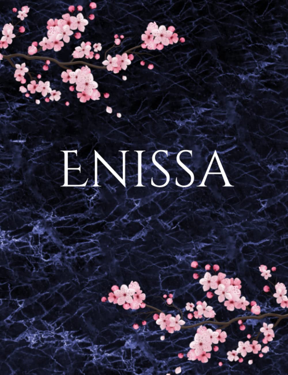 Enissa: personalized notebook Notizbuch with 110 lined pages | Journal Paper | Marble Cherry Blossom optic cover |
