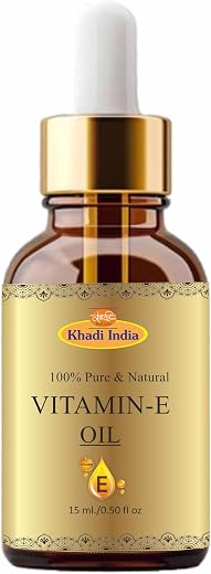 Khadi 100% Pure Natural Herbal Vitamin E Oil with Glass Dropper for Healthy Skin, Hair & Nails | Pure | Lightweight | All ...