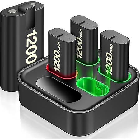 Rechargeable Battery Packs for Xbox One/Xbox Series X|S, 4 X 1200mAh Xbox One Controller Battery Packs, Rechargeable Batteries with Charging Station for Xbox One/One S/One X/One Elite