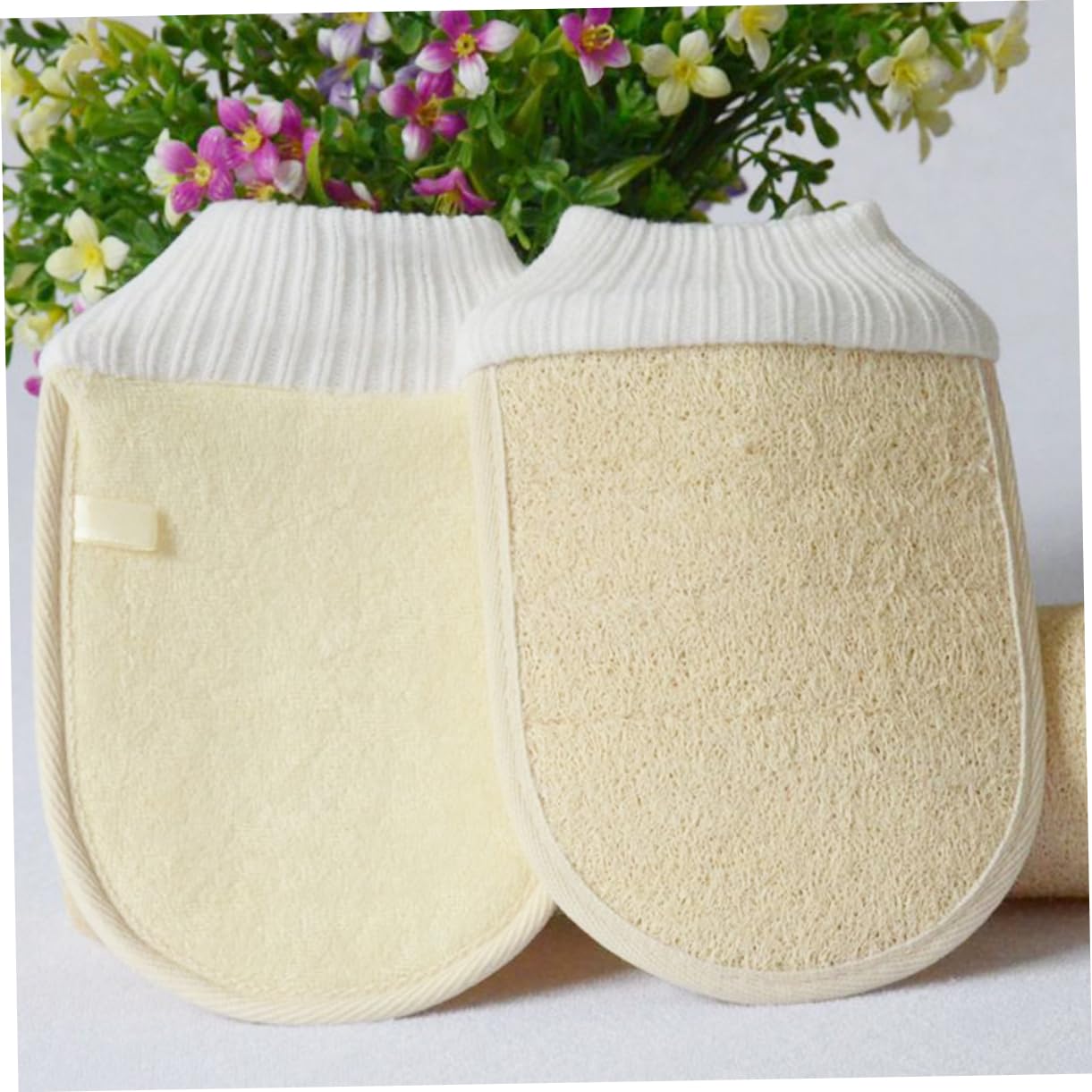 6piezas Esponjas De Luffa Natural Para Baño Set Exfoliante Guante Faja Para Espalda y Rodajas De Luffa Para Cuidado Piel y Spa