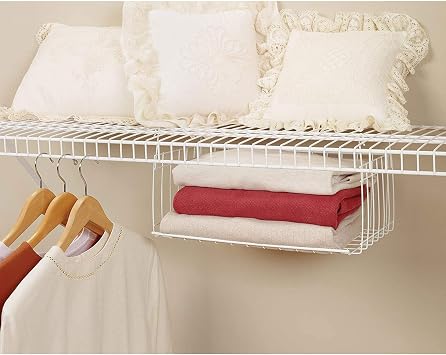 ClosetMaid 17 بوصة واسعة سلة معلقة رفوف أسلاك لأرفف خزانة ، منظم مخزن ، مطبخ ، وتخزين الحمام ، 2 حزمة ، أبيض