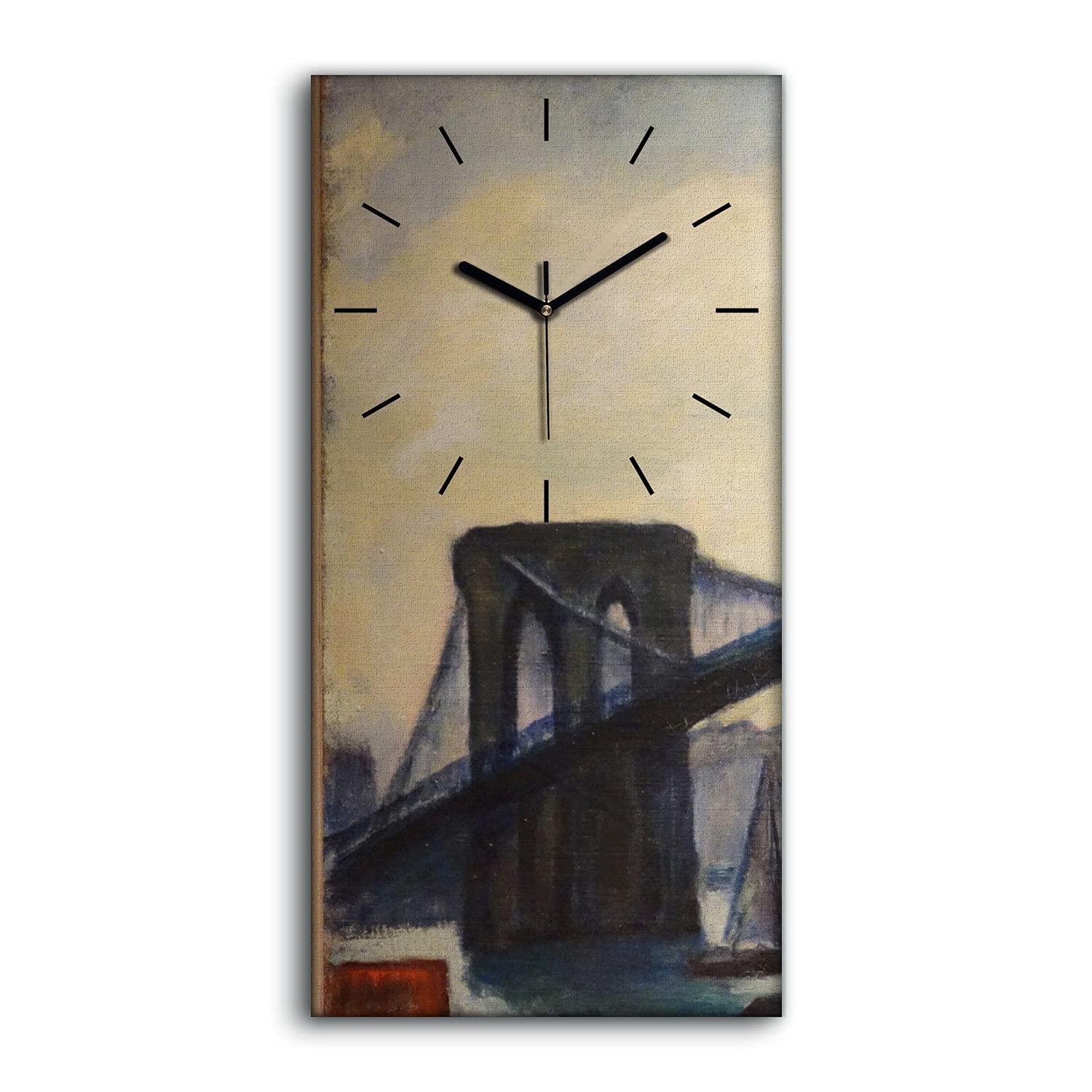 Horloge sur Toile Silencieuse Brooklyn Bridge Déco Salon