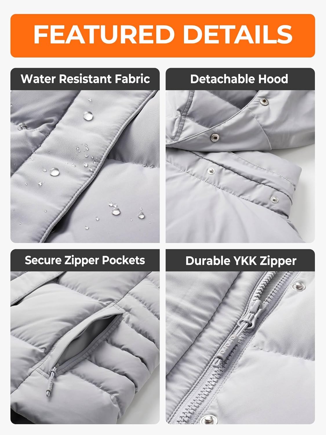 ORORO Women's Heated Down Vest with Detachable Hood, 800 Fill Down, Heating Vest with USB-C Rechargeable Battery - Image 6