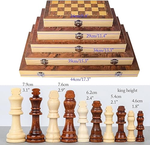 Miniatura 2 de ROLTIN Juego de ajedrez de madera, tablero plegable de ajedrez de viaje, juego de ajedrez para principiantes para niños y adultos, regalos de