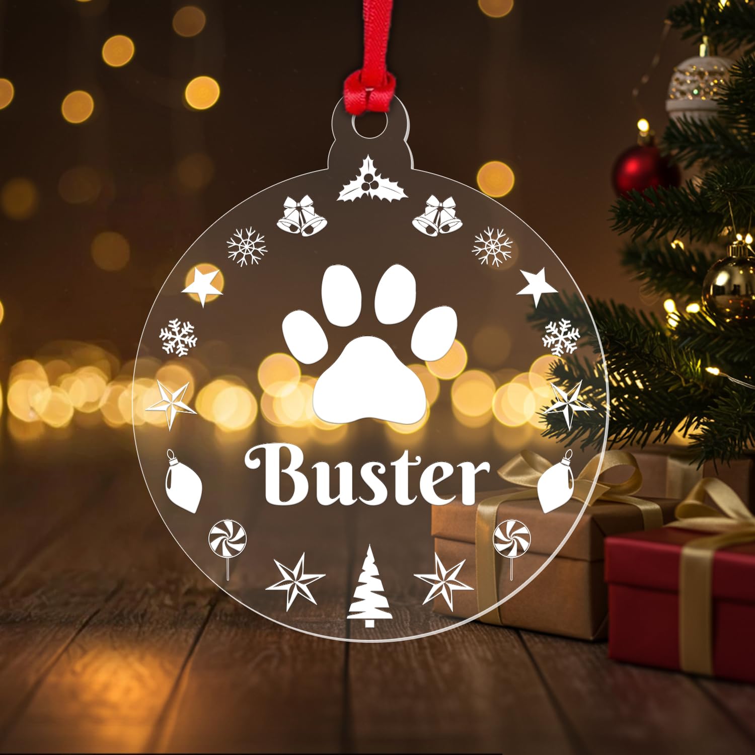 Personalised Christmas Bauble Cat Dog Pet Hanging Xmas Tree Decoration