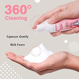 NOHOO Fluoride Free Foam Toothpaste Kids Fruit Flavour,Natural Training Toothpaste for Baby Toddler Children Oral Cleaning and Cavity Protection(Peach + Cantaloupe)