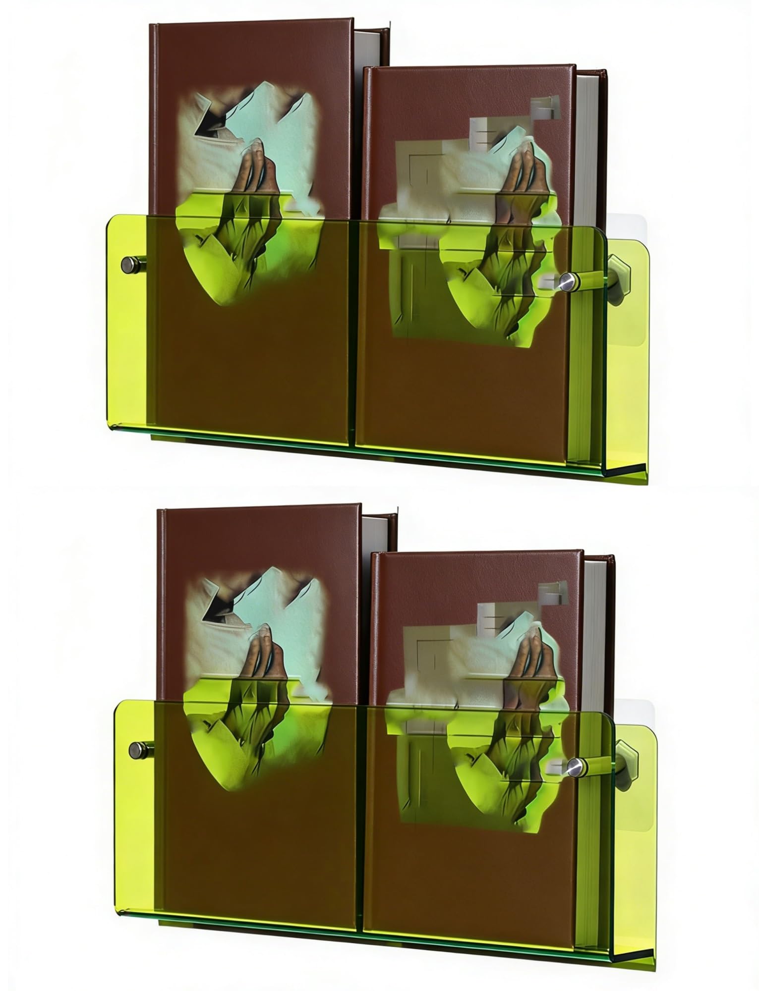 Fcfpxwtz Green Acrylic Wall-Mounted Magazine And Book
