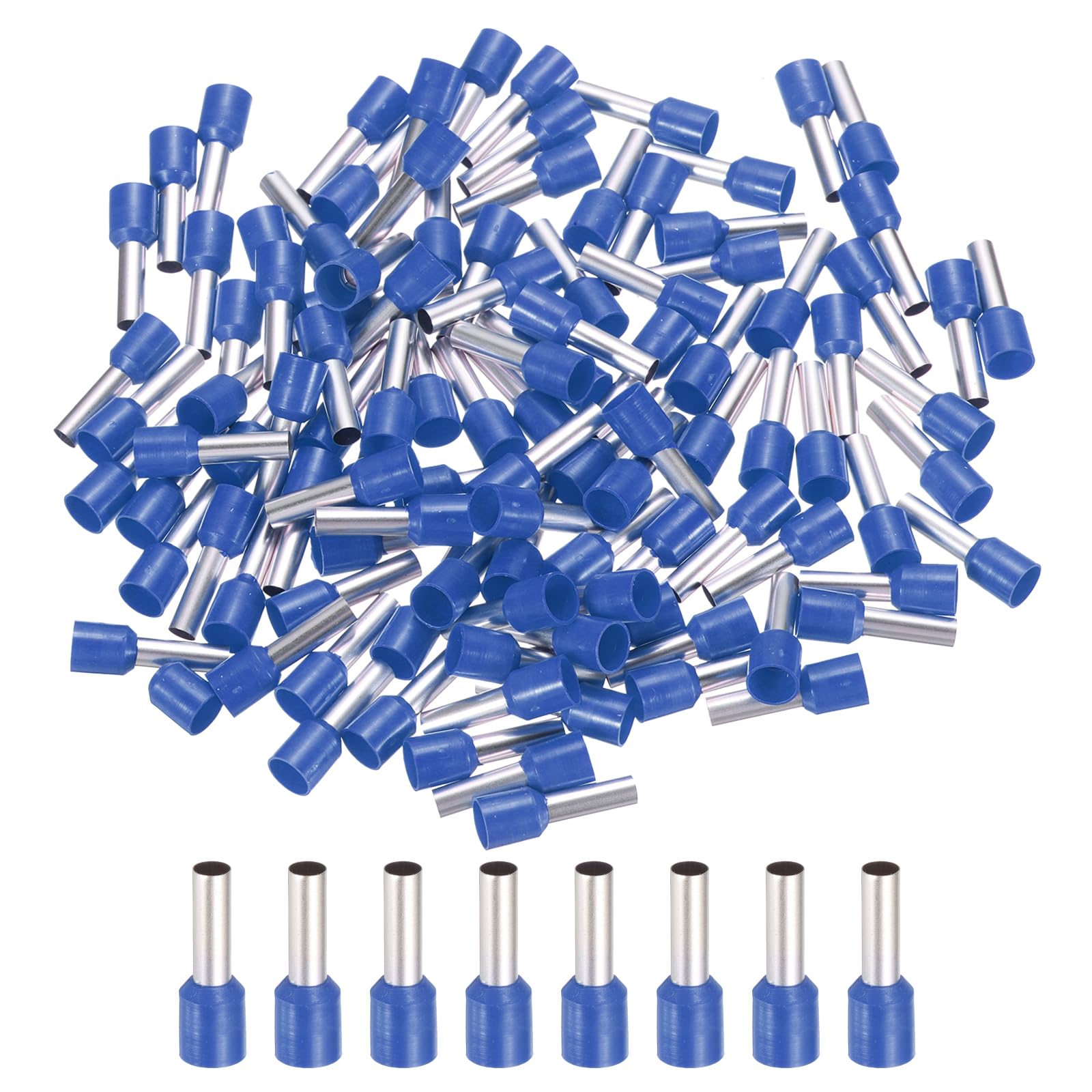 sourcing map 250 Pcs Insulated Ferrule Electrical Wire Connectors Wire Terminals Wire Crimp Connector Kit 10 AWG for Electrical Projects Industrial Chemical Industry, Blue