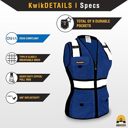 Miniatura 4 de KwikSafety - Charlotte, NC - Chaleco de seguridad multicolor para mujer, tiras reflectantes de alta visibilidad Clase ANSI Premium sin clasificación