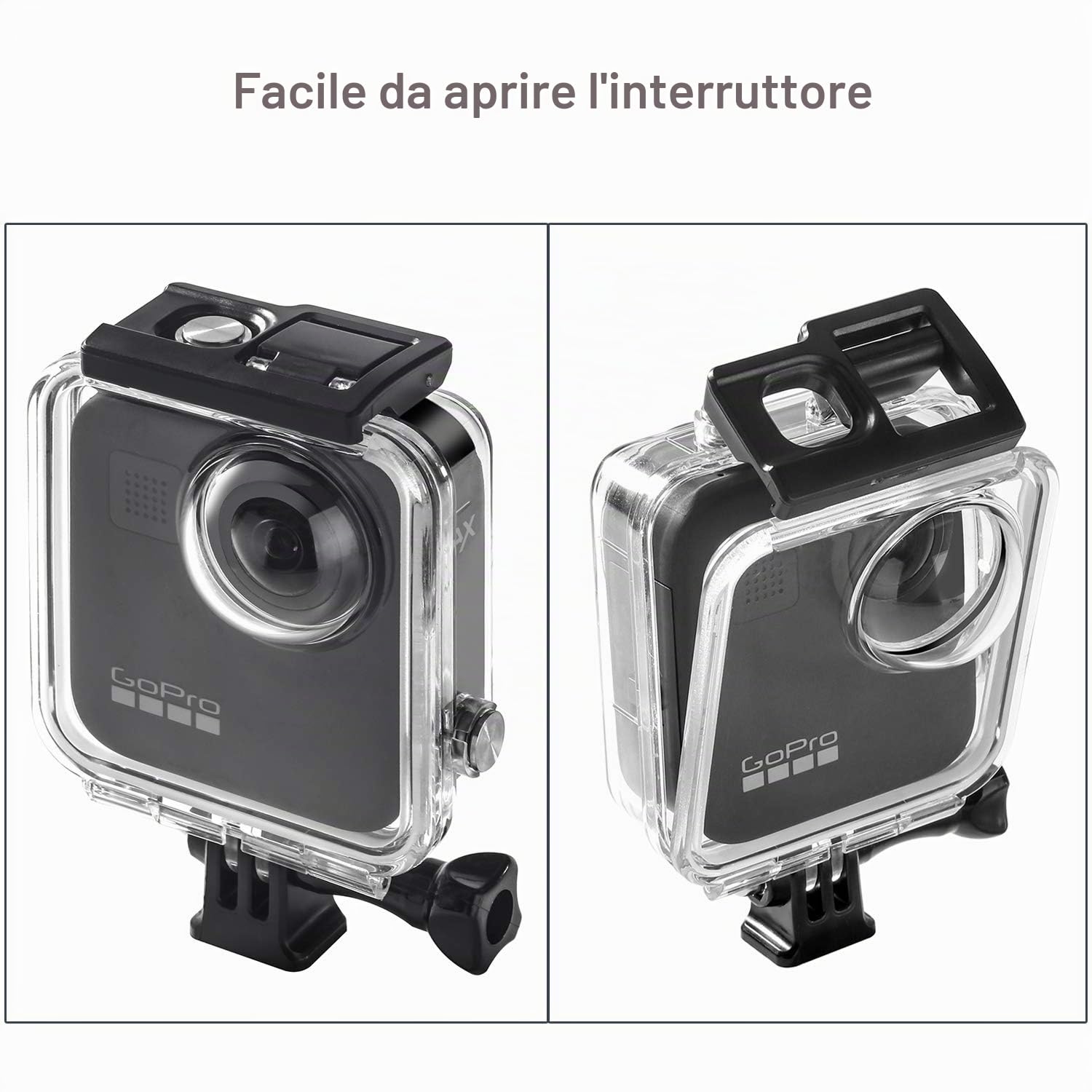 Custodia impermeabile per action cam GoPro Max impermeabile fino a 30 mm, con staffa e accessori